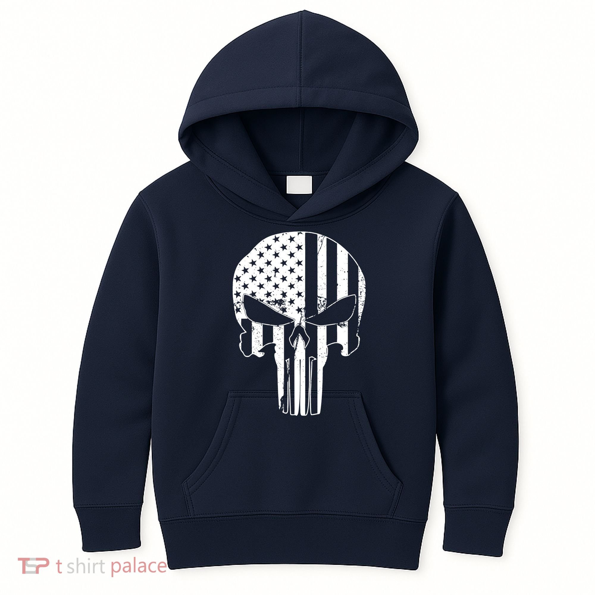 Distressed USA American Skull Kids Hoodie