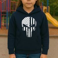 Distressed USA American Skull Kids Hoodie thumb 3