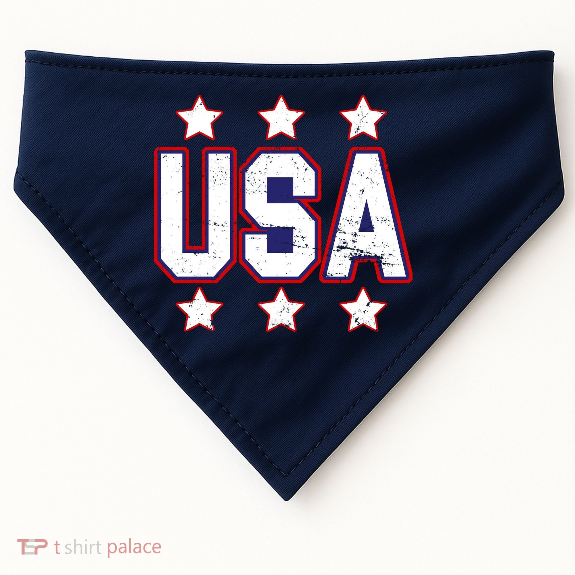 Distressed USA Patriotic Logo USA-Made Doggie Bandana