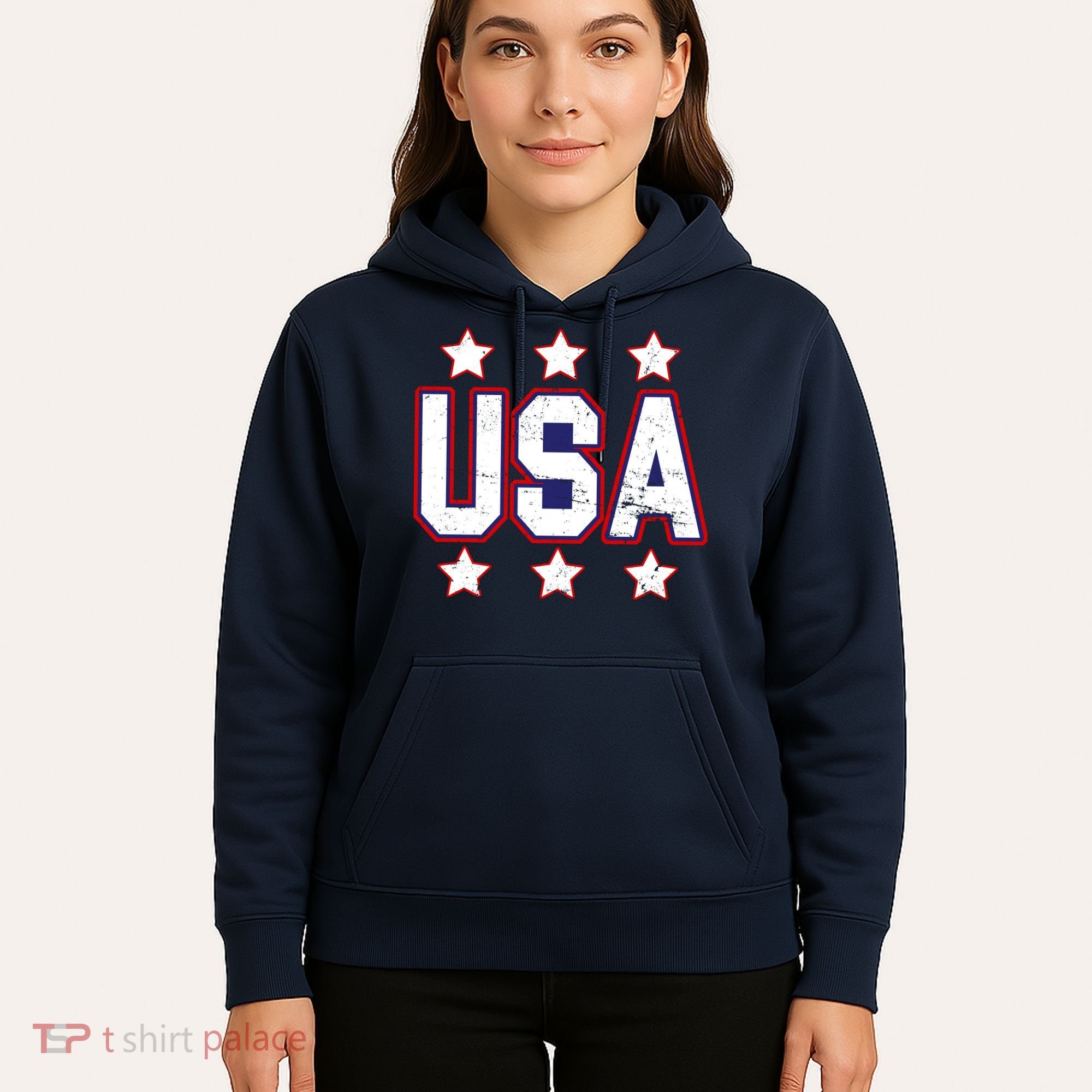Distressed USA Patriotic Logo Hoodie