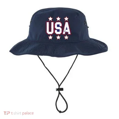 Distressed USA Patriotic Logo Bucket Hat