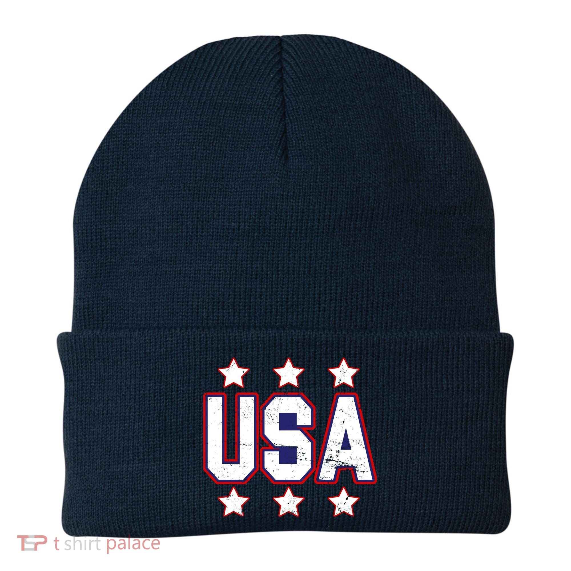 Distressed USA Patriotic Logo Beanie
