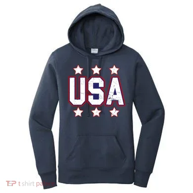 Distressed USA Patriotic Logo Women's Hoodie