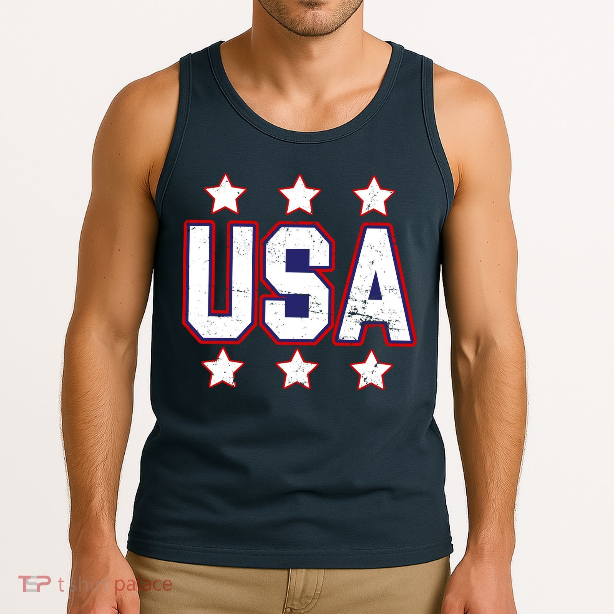 Distressed USA Patriotic Logo Tank Top