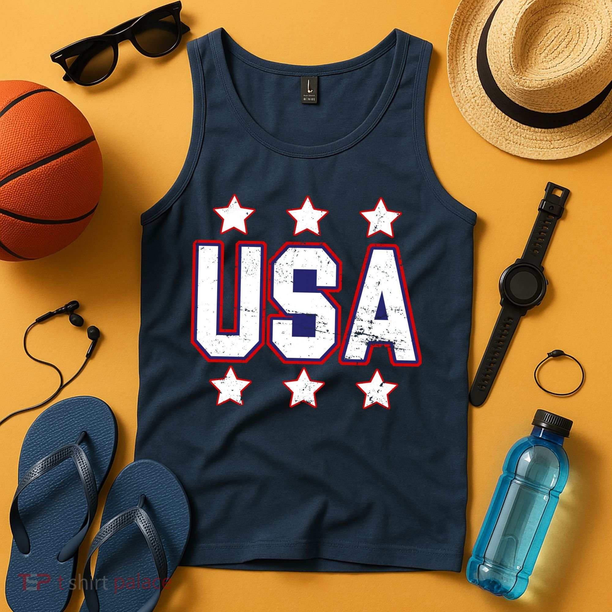 Distressed USA Patriotic Logo Tank Top