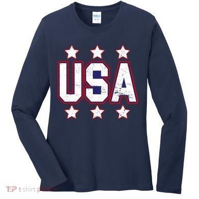 Distressed USA Patriotic Logo Women's Long Sleeve Shirt