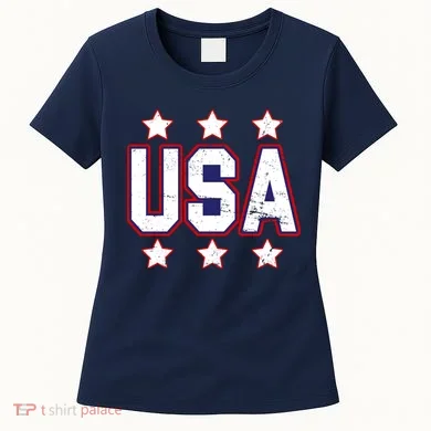 Distressed USA Patriotic Logo Women's T-Shirt