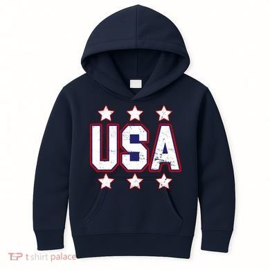 Distressed USA Patriotic Logo Kids Hoodie
