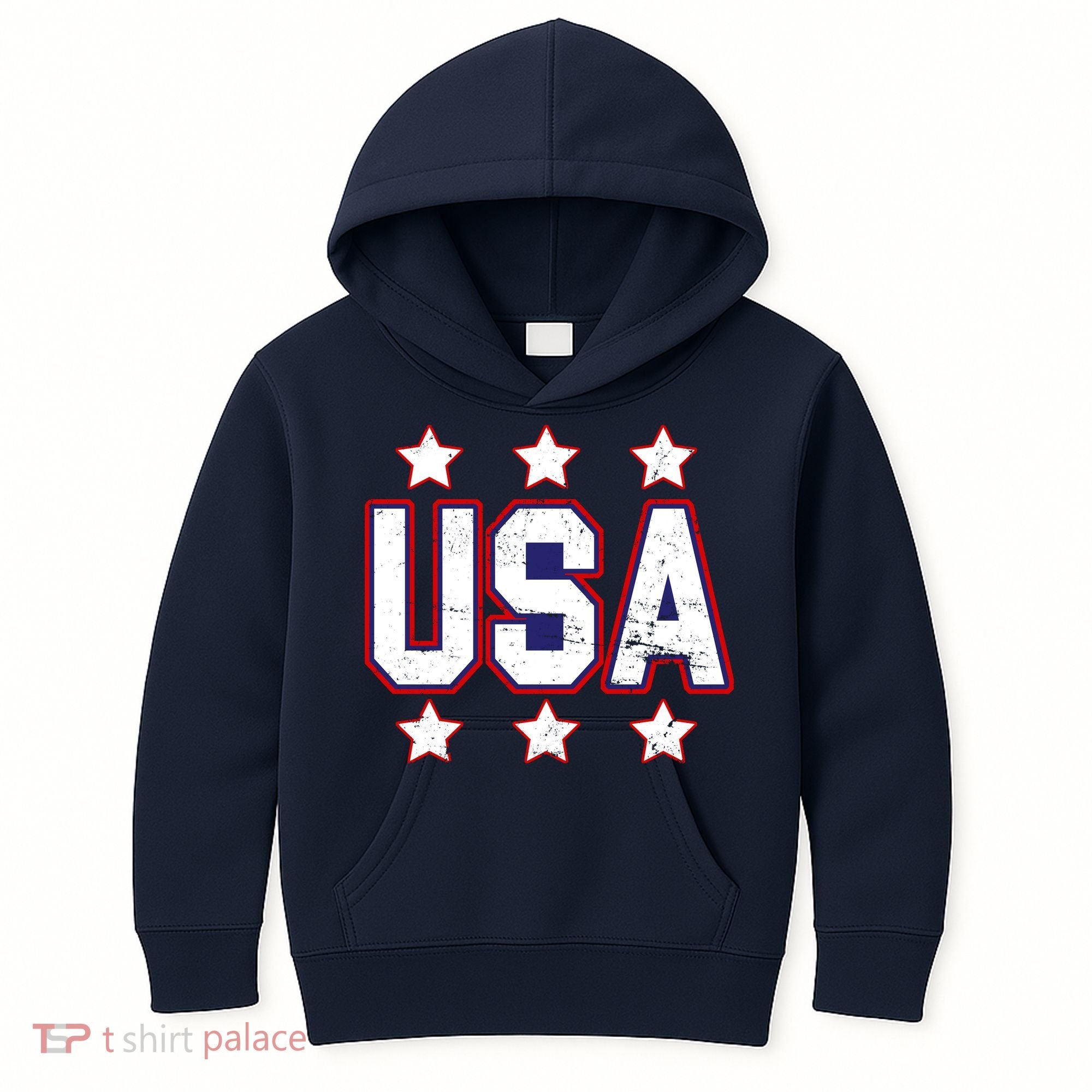 Distressed USA Patriotic Logo Kids Hoodie
