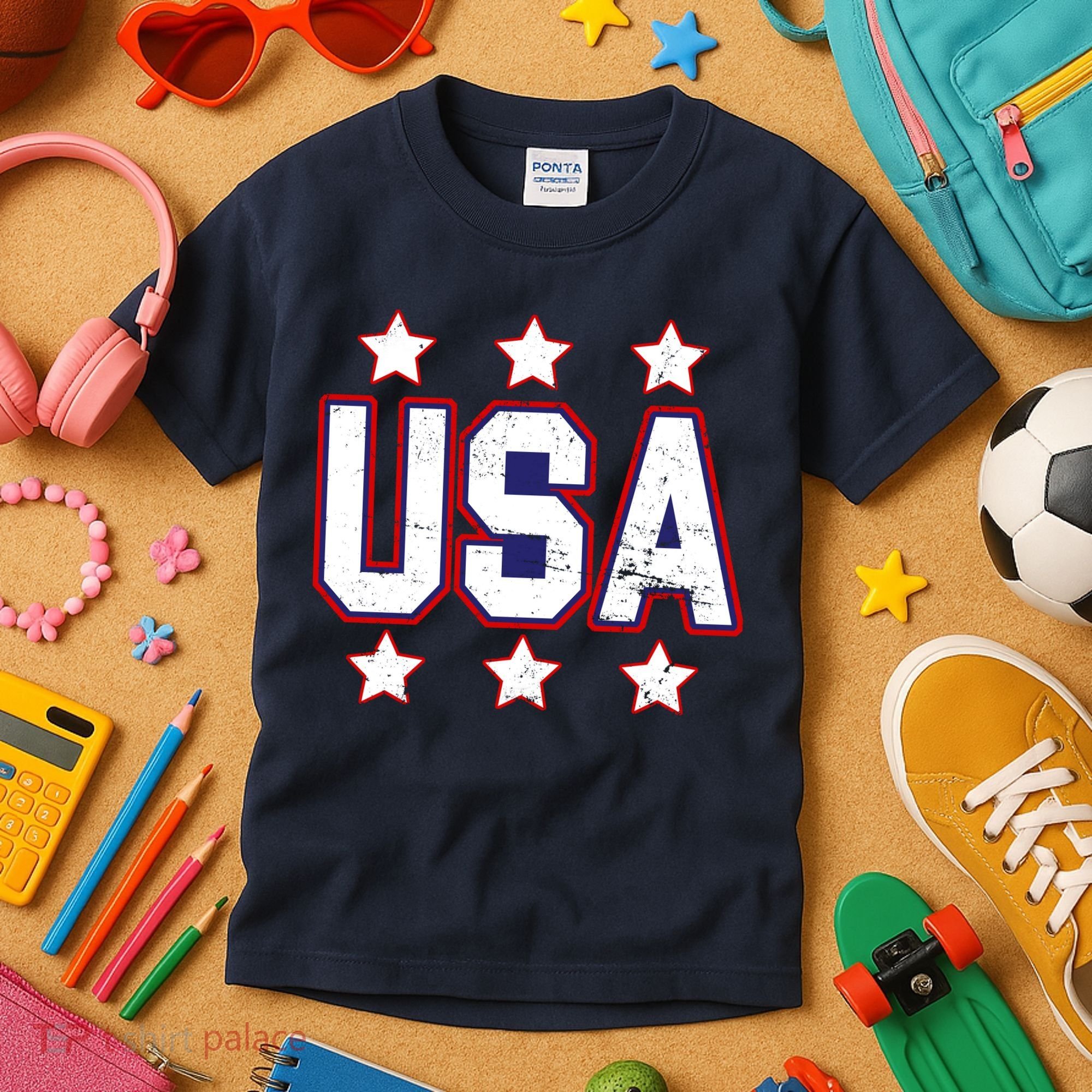 Distressed USA Patriotic Logo Kids T-Shirt