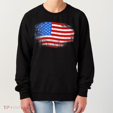 Distressed USA Waving Flag Women's Sweatshirt