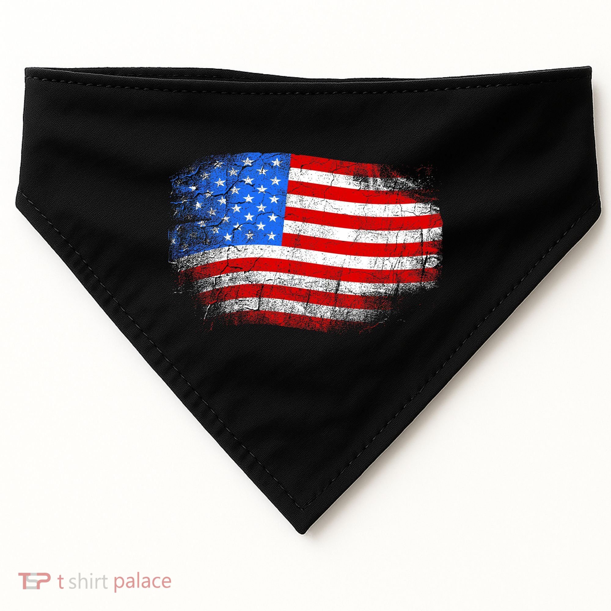 Distressed USA Waving Flag USA-Made Doggie Bandana