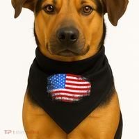 Distressed USA Waving Flag USA-Made Doggie Bandana thumb 1