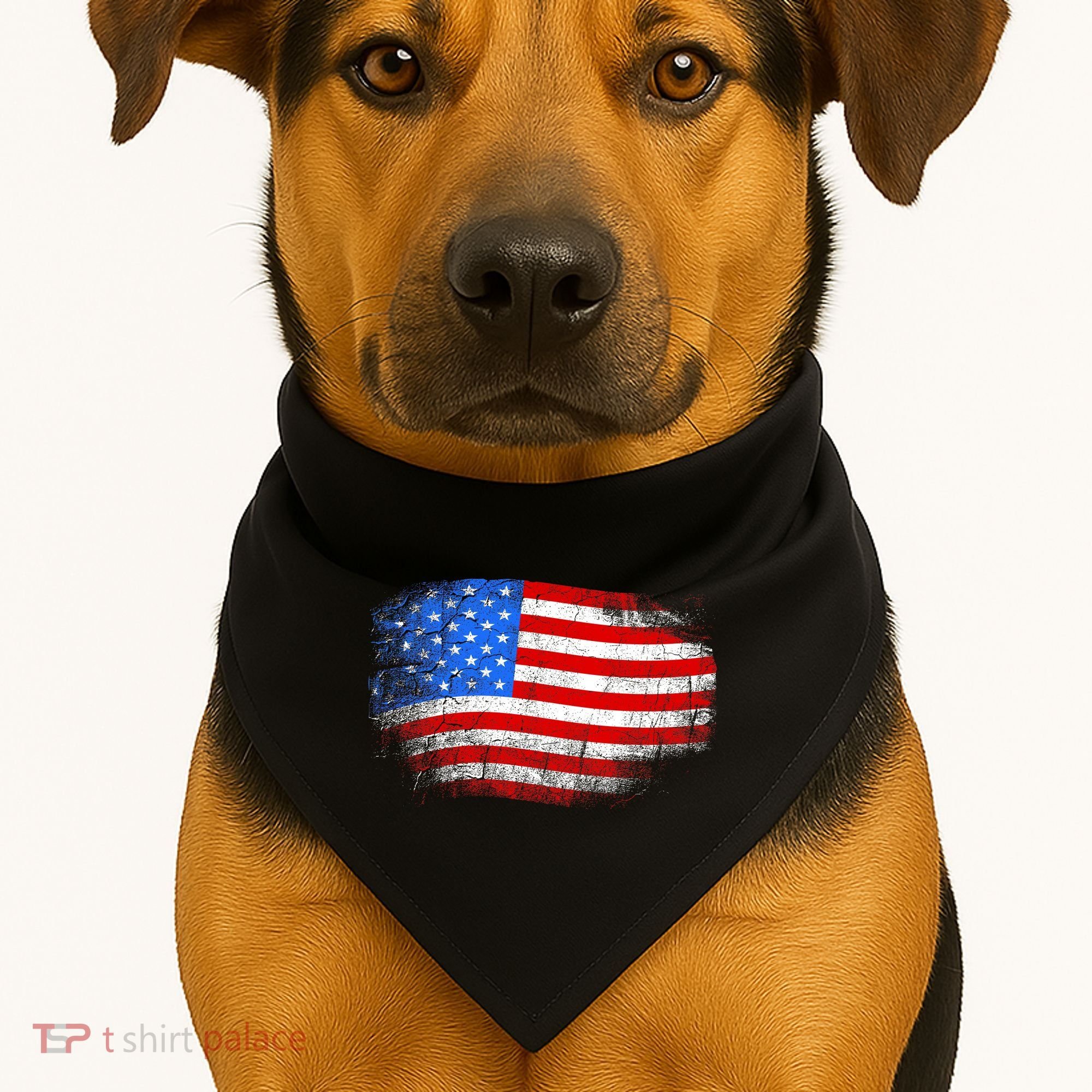 Distressed USA Waving Flag USA-Made Doggie Bandana
