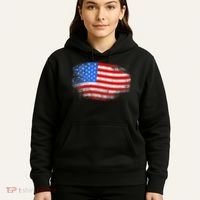 Distressed USA Waving Flag Hoodie thumb 5