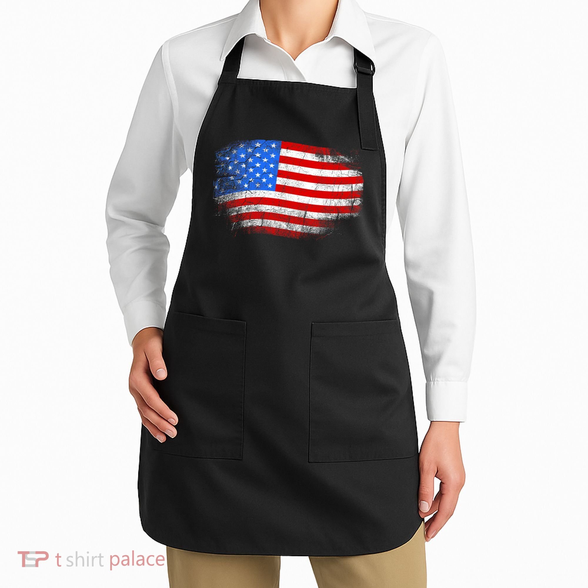 Distressed USA Waving Flag Apron