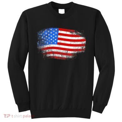 Distressed USA Waving Flag Sweatshirt