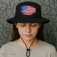 Distressed USA Waving Flag Bucket Hat thumb 3