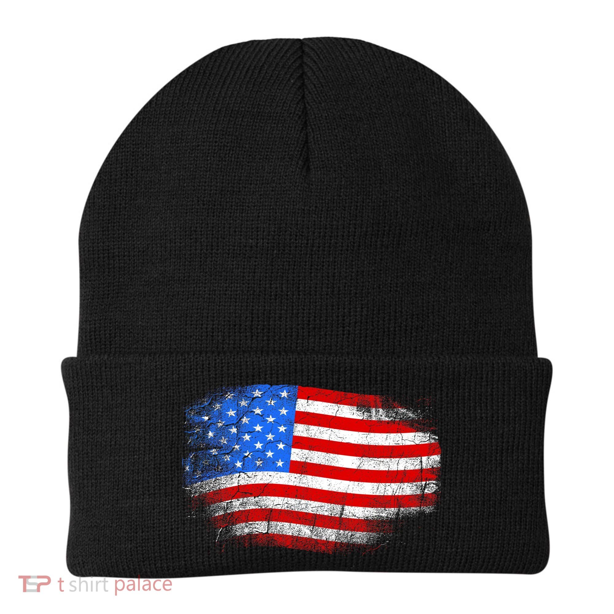 Distressed USA Waving Flag Beanie