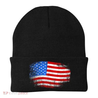 Distressed USA Waving Flag Beanie
