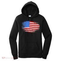 Distressed USA Waving Flag Women's Hoodie thumb 0