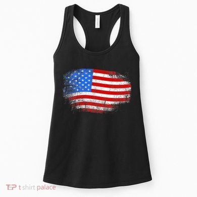 Distressed USA Waving Flag Women's Tank Top