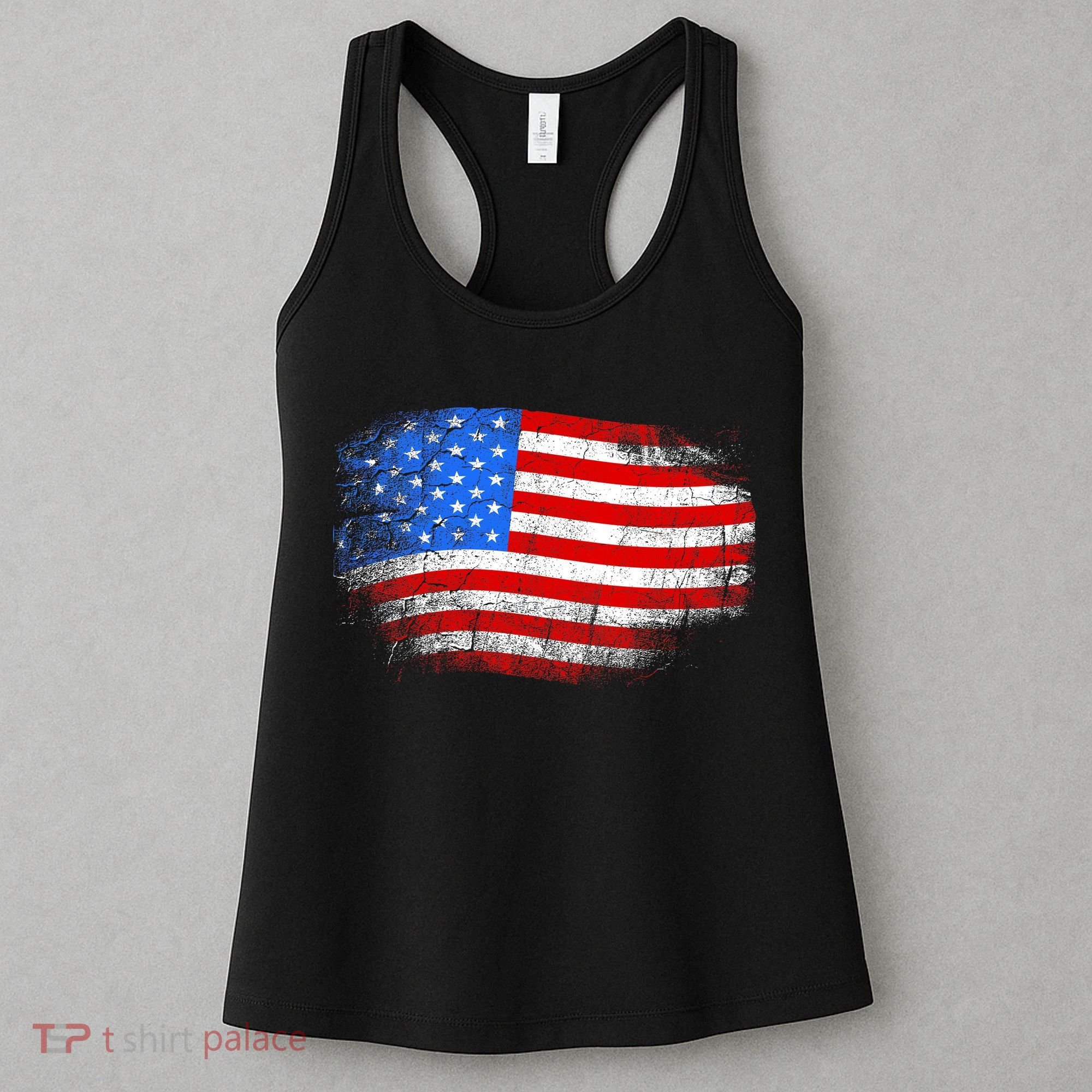 Distressed USA Waving Flag Women's Tank Top