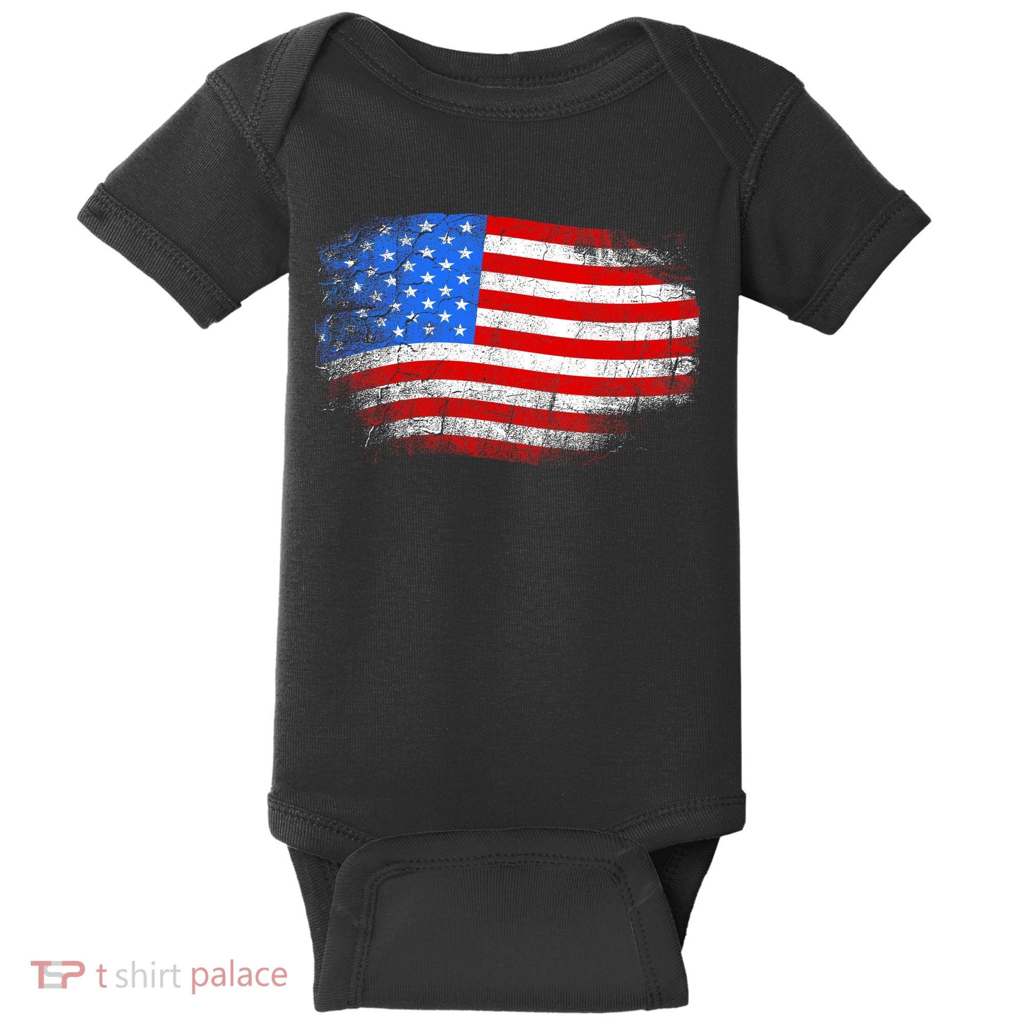 Distressed USA Waving Flag Baby Bodysuit