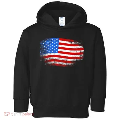 Distressed USA Waving Flag Toddler Hoodie