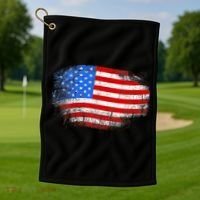 Distressed USA Waving Flag Golf Towel thumb 1