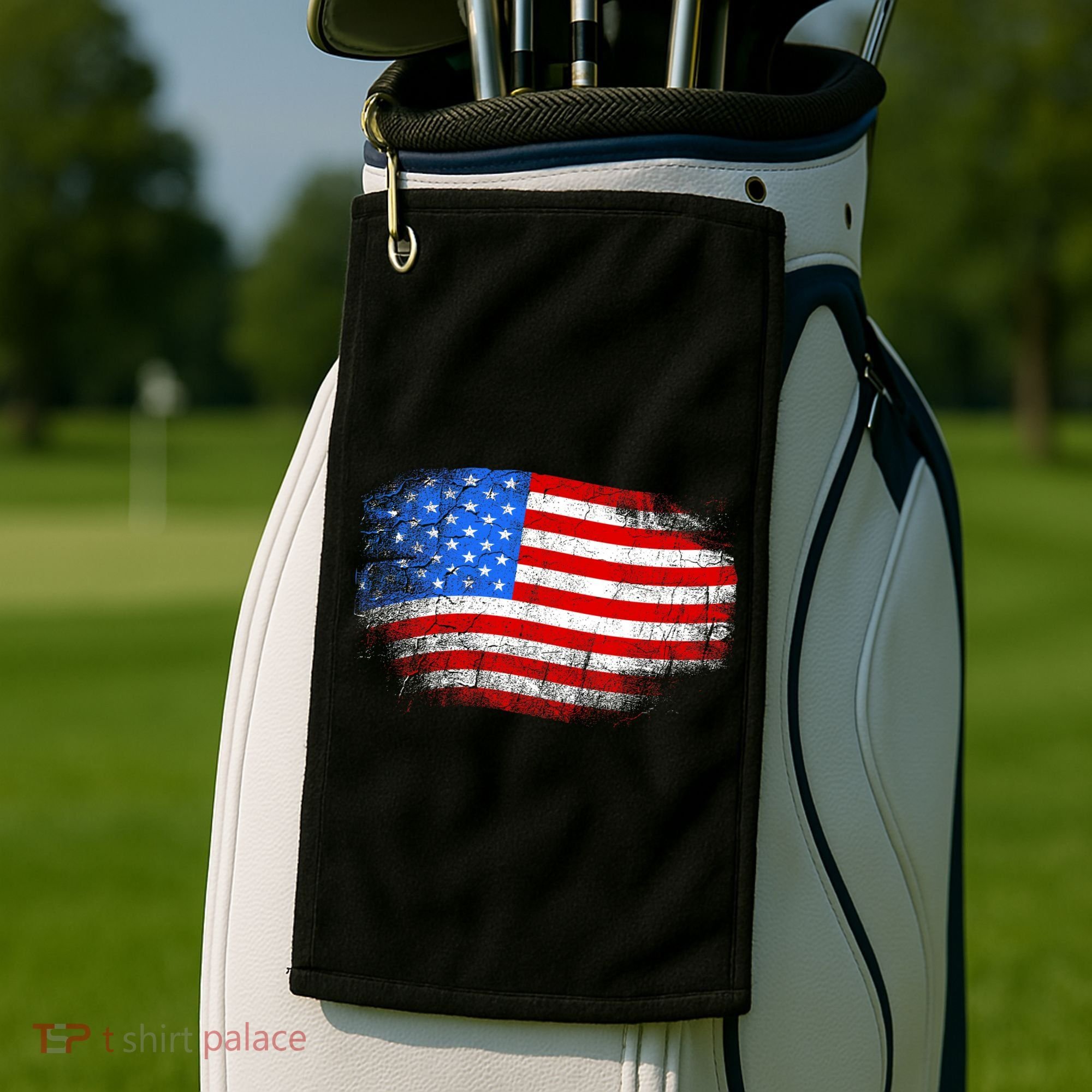 Distressed USA Waving Flag Golf Towel