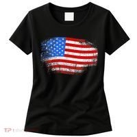 Distressed USA Waving Flag Women's T-Shirt thumb 0