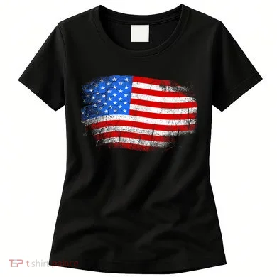 Distressed USA Waving Flag Women's T-Shirt