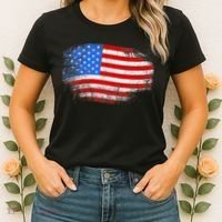 Distressed USA Waving Flag Women's T-Shirt thumb 2