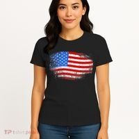 Distressed USA Waving Flag Women's T-Shirt thumb 4