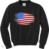 Distressed USA Waving Flag Kids Sweatshirt thumb 0