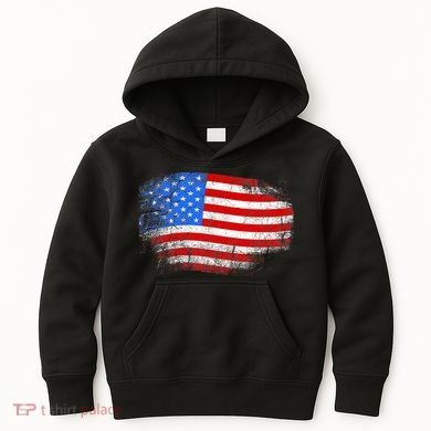 Distressed USA Waving Flag Kids Hoodie