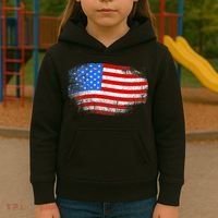 Distressed USA Waving Flag Kids Hoodie thumb 3