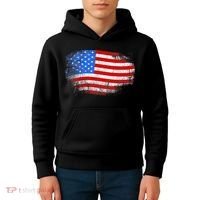 Distressed USA Waving Flag Kids Hoodie thumb 4