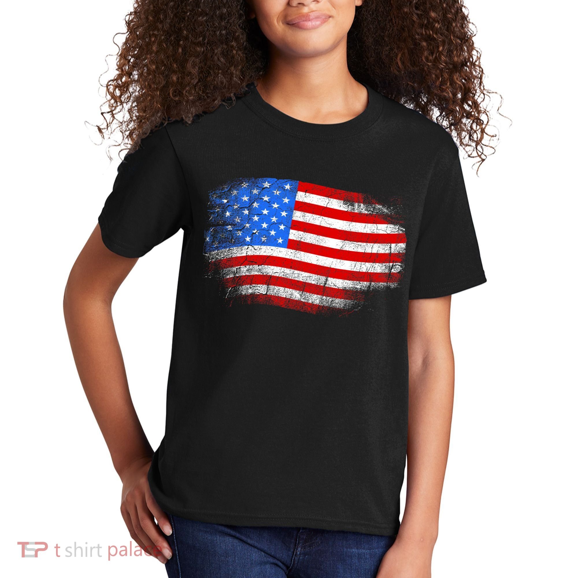 Distressed USA Waving Flag Kids T-Shirt