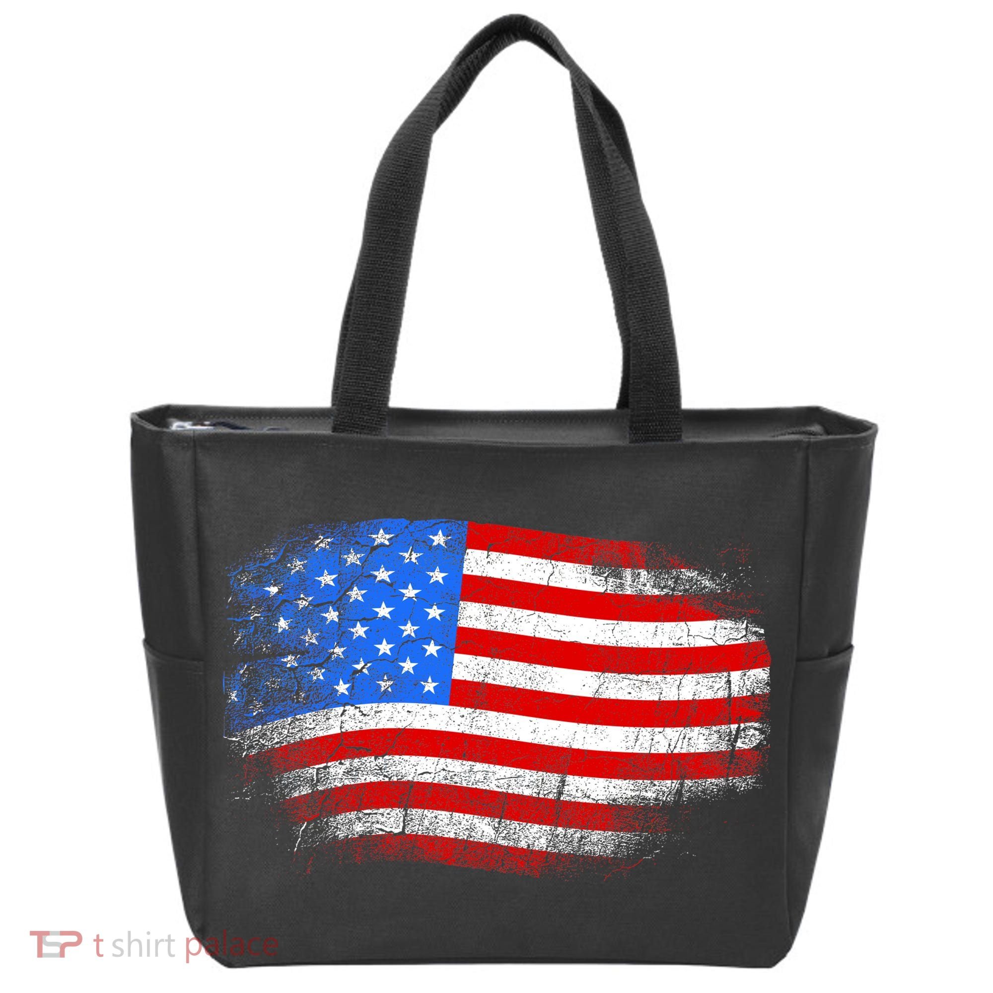 Distressed USA Waving Flag Tote Bag