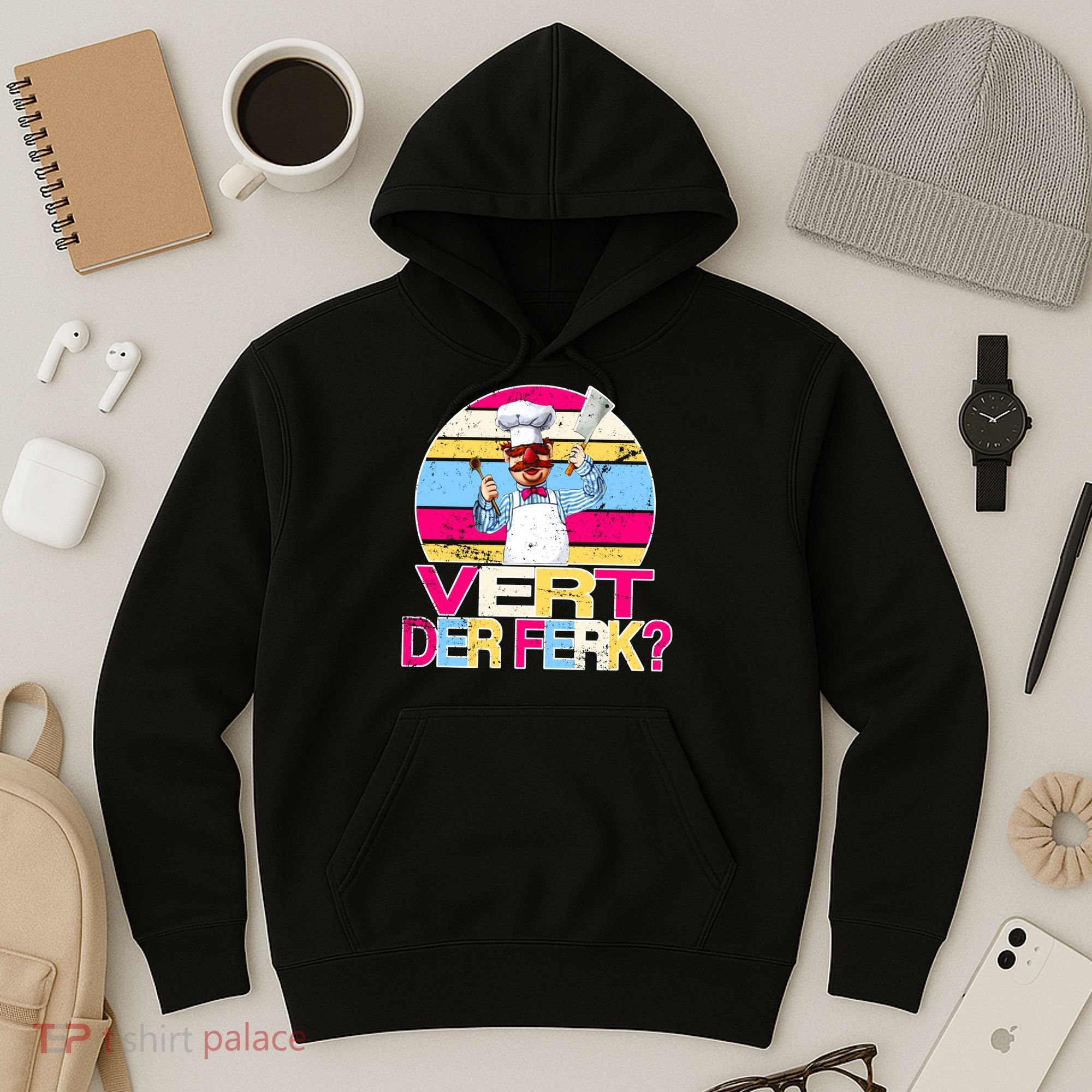 Distressed Vert Der Ferk Retro Chef Hoodie
