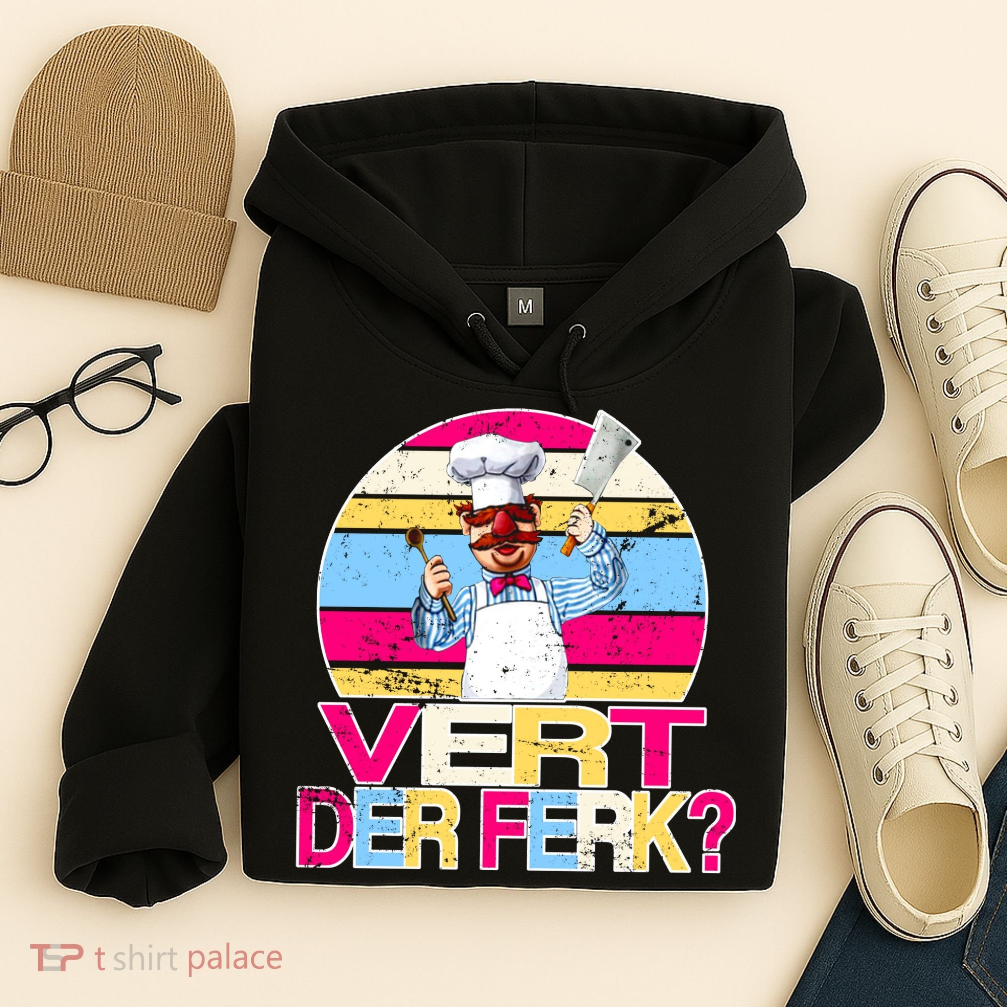 Distressed Vert Der Ferk Retro Chef Hoodie