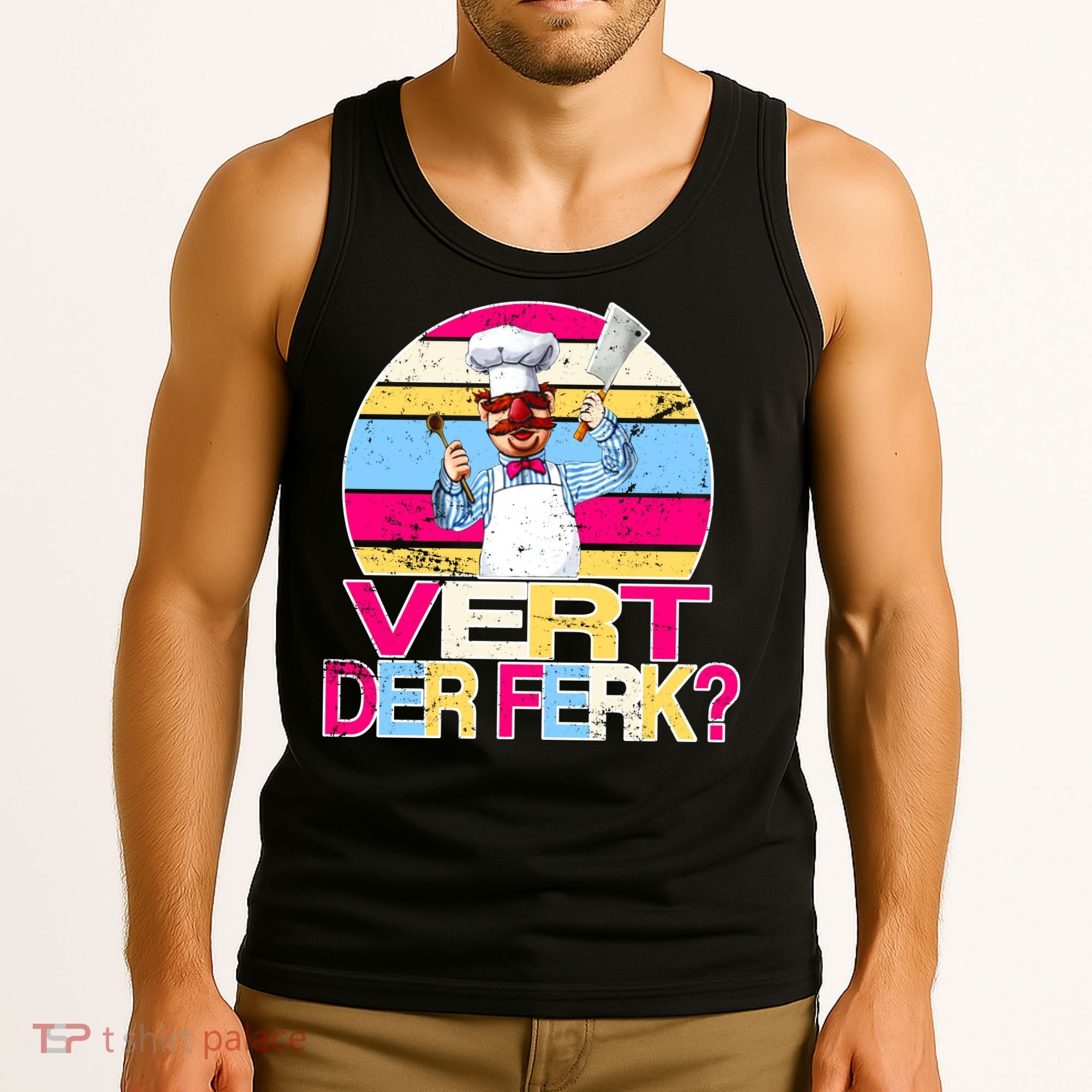 Distressed Vert Der Ferk Retro Chef Tank Top