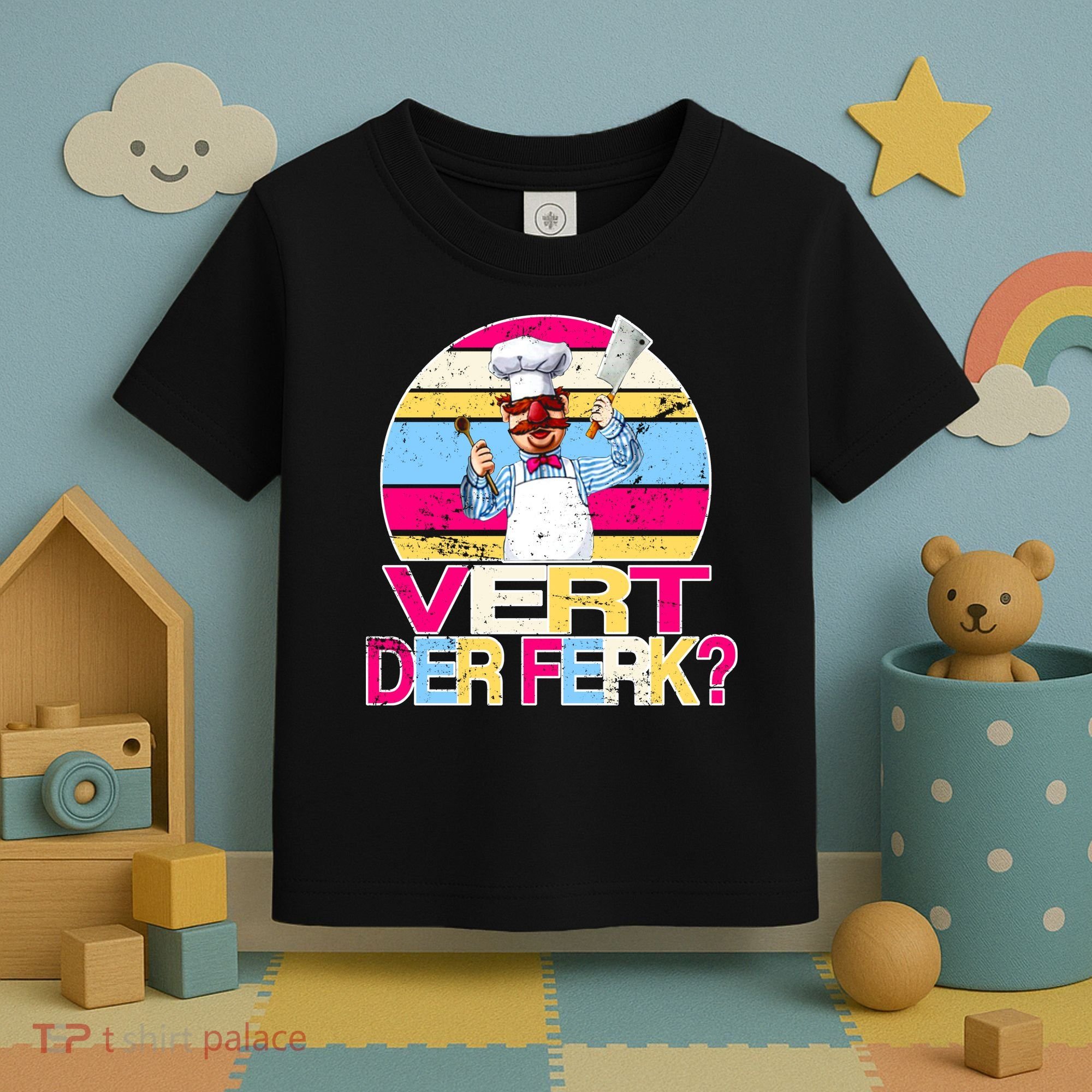 Distressed Vert Der Ferk Retro Chef Toddler T-Shirt