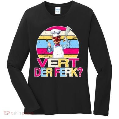 Distressed Vert Der Ferk Retro Chef Women's Long Sleeve Shirt