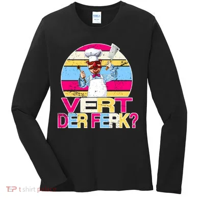 Distressed Vert Der Ferk Retro Chef Women's Long Sleeve Shirt