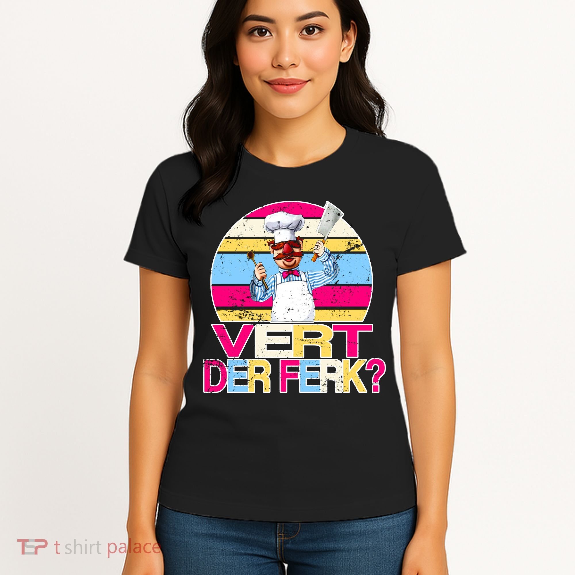 Distressed Vert Der Ferk Retro Chef Women's T-Shirt