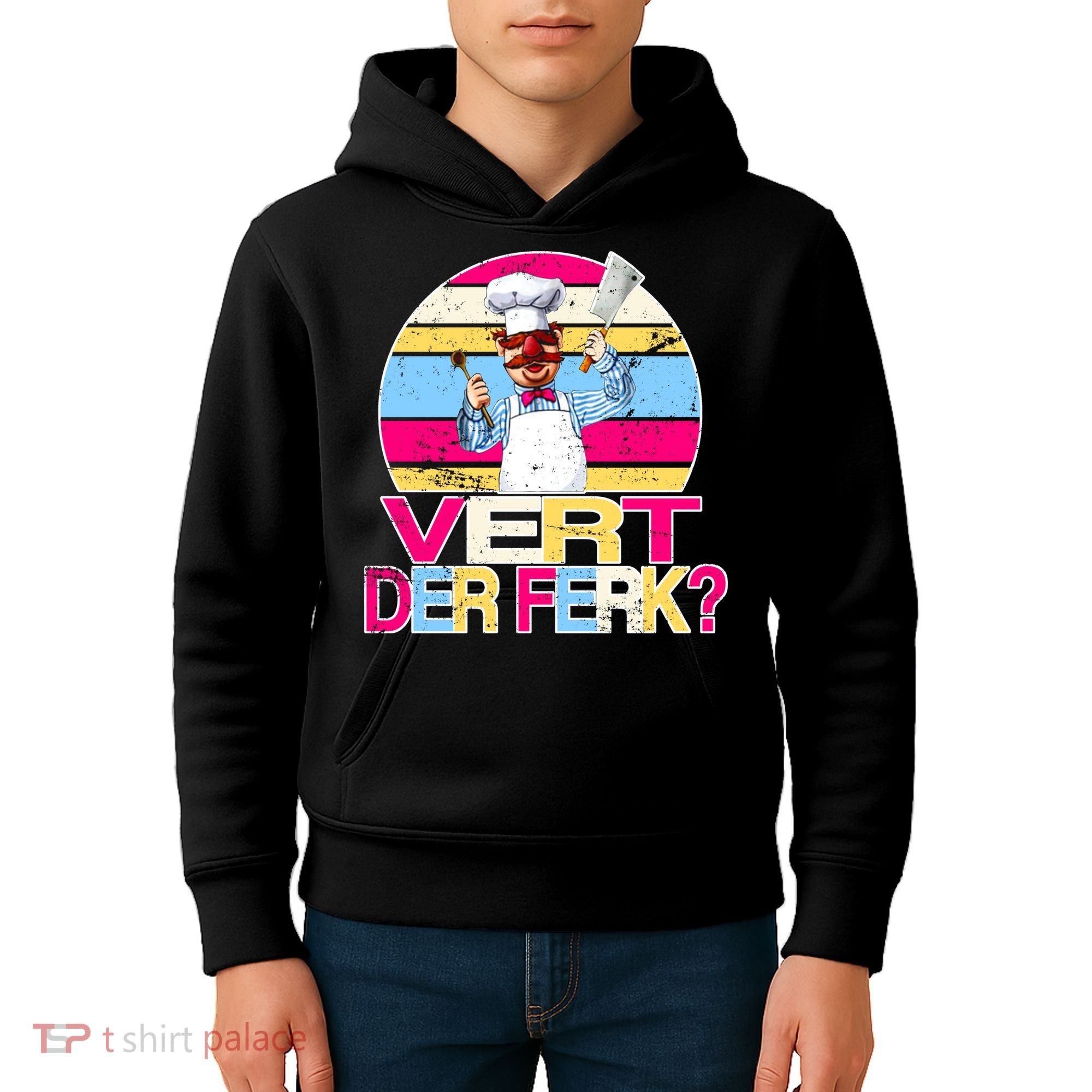 Distressed Vert Der Ferk Retro Chef Kids Hoodie