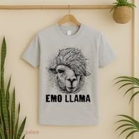 Distressed Vintage Emo Llama Alpaca  T-Shirt thumb 2